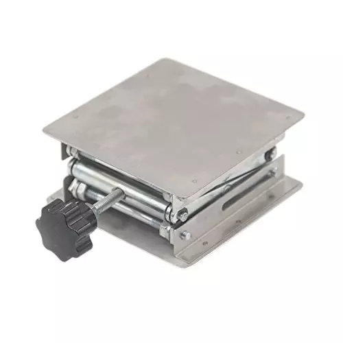WKM Laboratory Jack  Screw-operated Mechanism with 15x15 cm Stainless Steel Heavy-Duty Scissor Lift Platform Silver