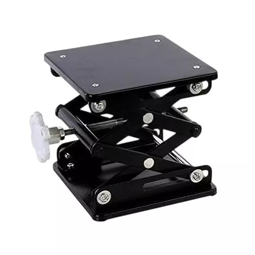 WKM Laboratory Jack  Screw-operated Mechanism with 10x10 cm Iron Heavy-Duty Scissor Lift Platform Black