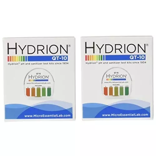Hydrion Quat Check Test Paper Dispenser 0 - 400 PPM Measurement Range, QT-10 (2 Kit)
