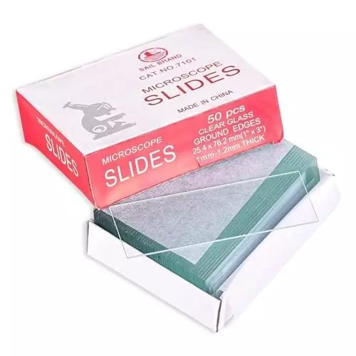 WKM Microscope Glass Slides 25.4x76.1 mm 50 Pcs with Cover Slips for Educational & Research Use,‎ WKM-GS