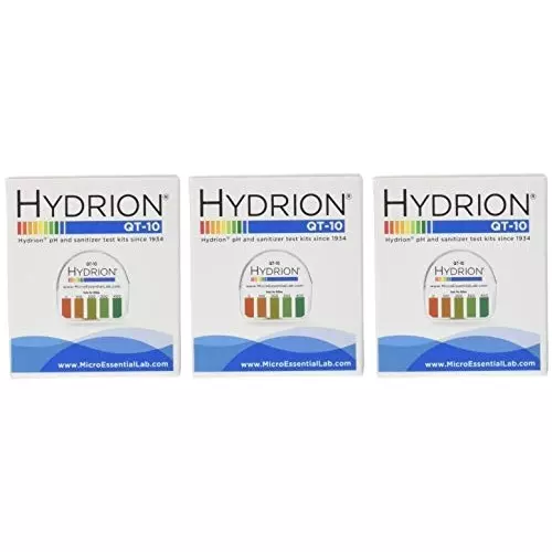 Hydrion Quat Check Test Paper Dispenser 0 - 400 PPM Measurement Range, QT-10 (3 Kit)