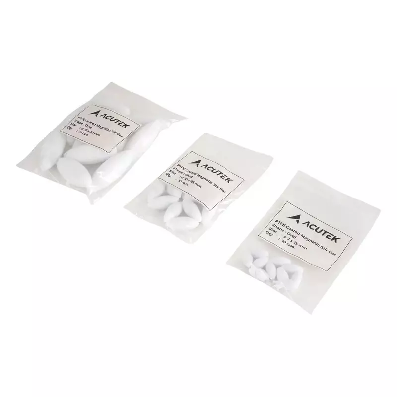 Acutek Oval Stir Bar 5 mm Dia 10 mm Length PTFE-Coated, ROV-510 (Pack of 10)