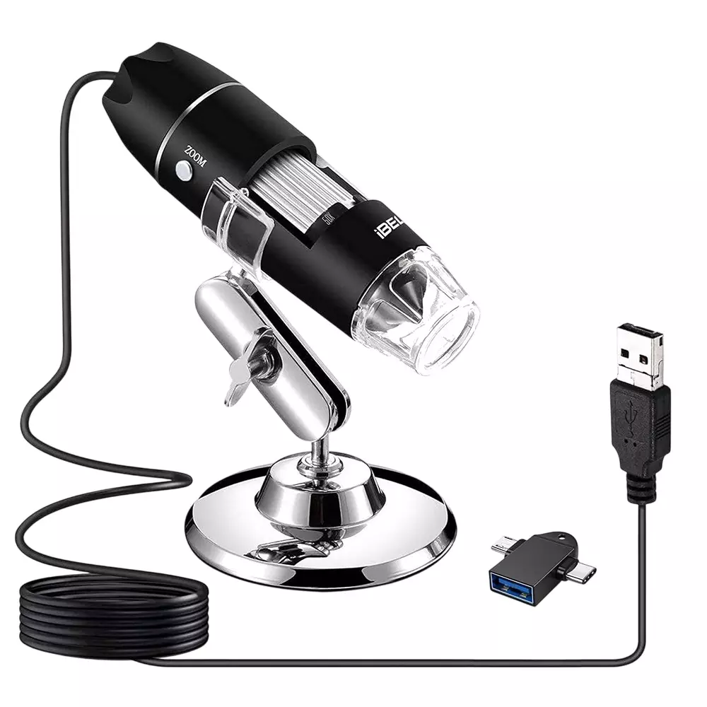 IBELL USB Digital Inspection Microscope Up to 1000X Magnification 8 LED Illumination CMOS Sensor, IBL ML1000X