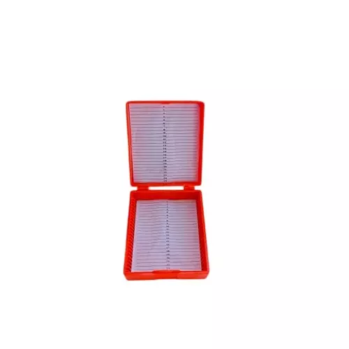 WKM 25 Slides Red Color Plastic Slide Storage Box for Microscope KT63SB