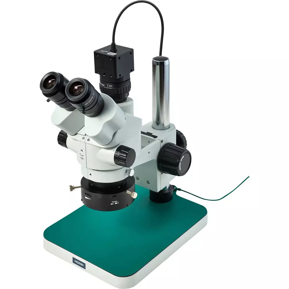 HOZAN Trinocular Stereo Microscope: Φ28.5-4.4 mm View Field, L-KIT1238