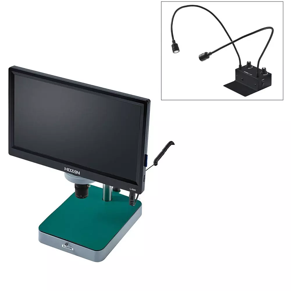 HOZAN Microscope with Monitor 185 to 83 mm Operation Distance, L-KIT867