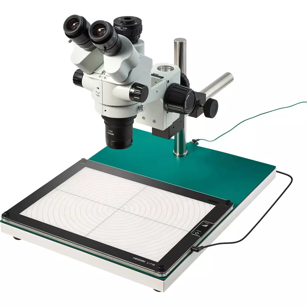 HOZAN Trinocular Stereo Microscope 150/84 mm Operation Distance, L-KIT1222