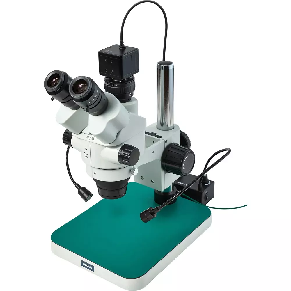 HOZAN Trinocular Stereo Microscope: Φ28.5-4.4 mm View Field, L-KIT1228