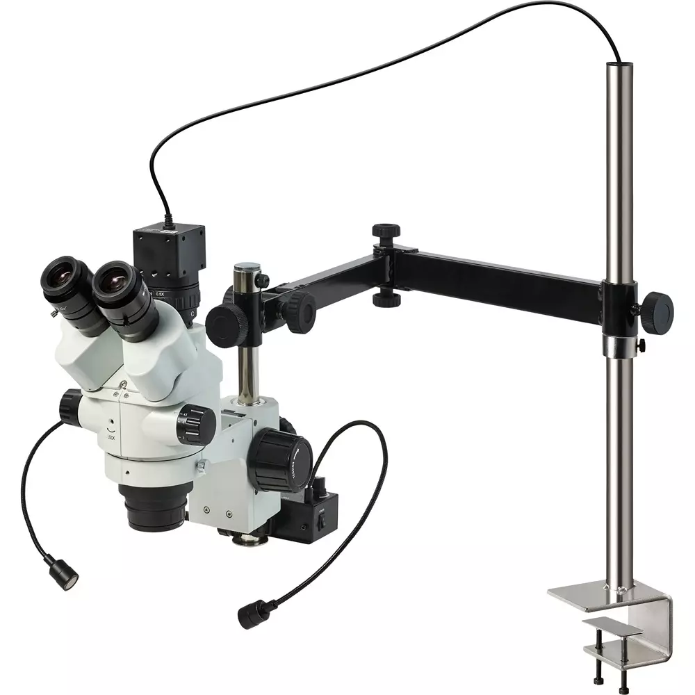 HOZAN Trinocular Stereo Microscope: Φ14.3-2.2 mm View Field, L-KIT1247