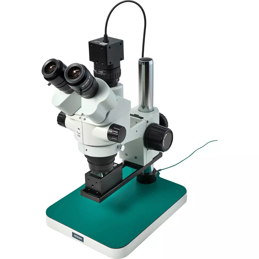 HOZAN Trinocular Stereo Microscope: Φ28.5-4.4 mm View Field, L-KIT1240