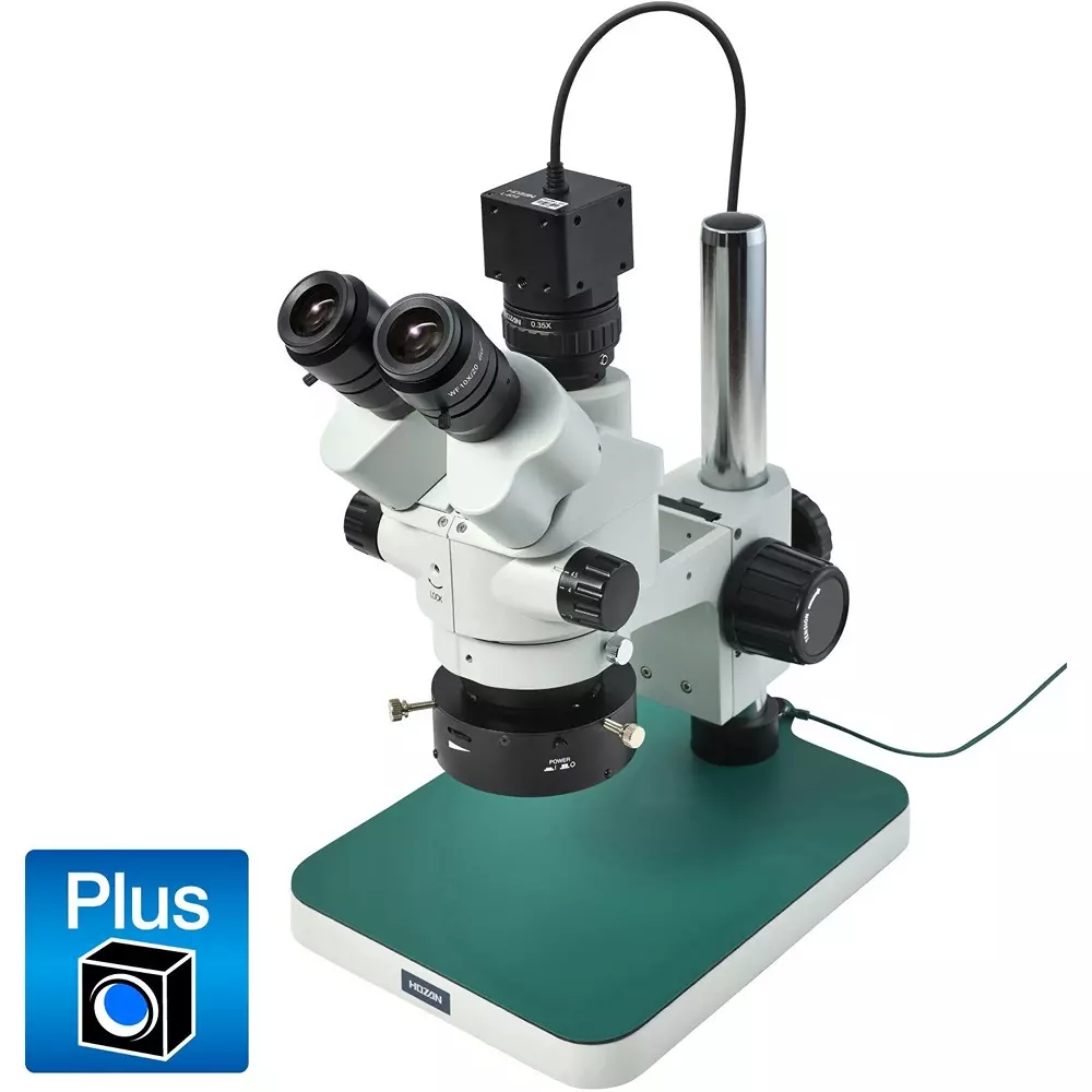 HOZAN Trinocular Stereo Microscope: Φ28.5 to 4.4 mm View Field, L-KIT1238A