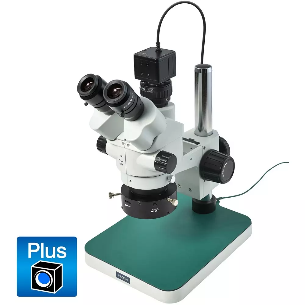 HOZAN Trinocular Stereo Microscope: Φ28.5 to 4.4 mm View Field, L-KIT1227A