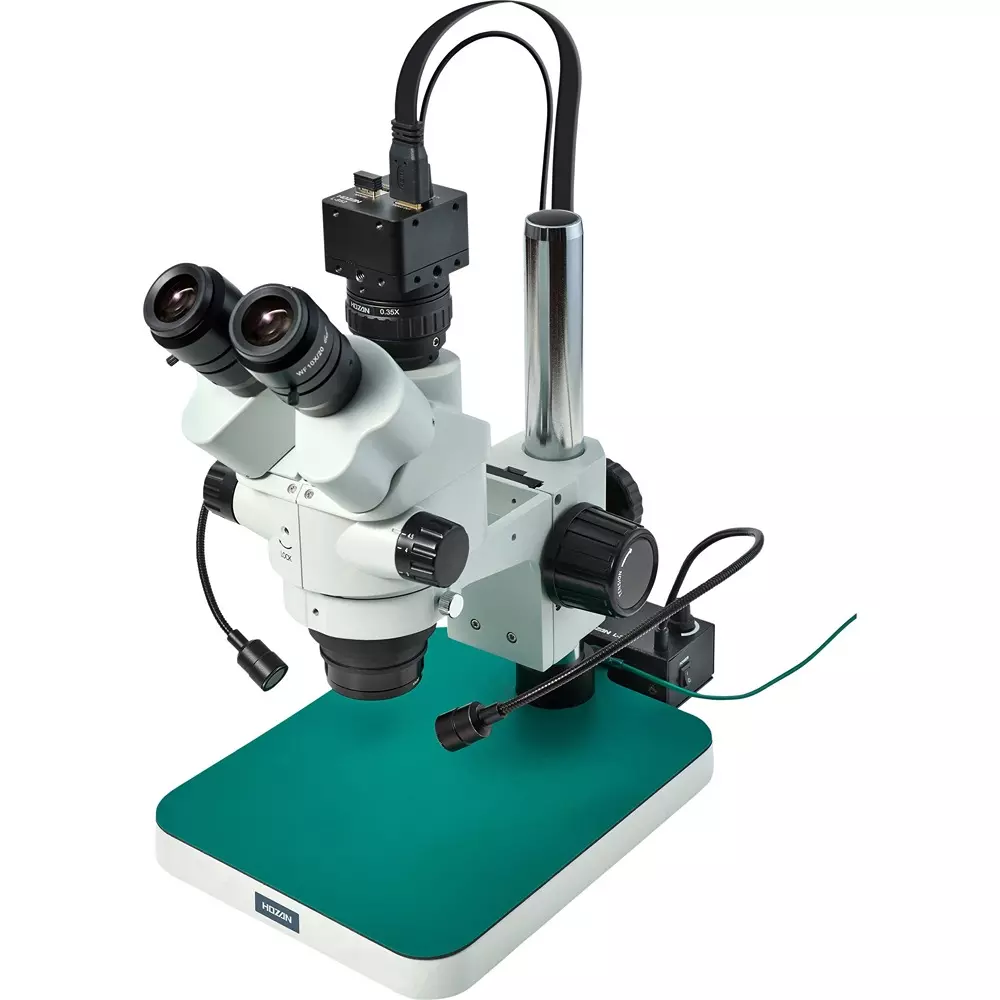 HOZAN Trinocular Stereo Microscope: Φ28.5-4.4 mm View Field, L-KIT1261