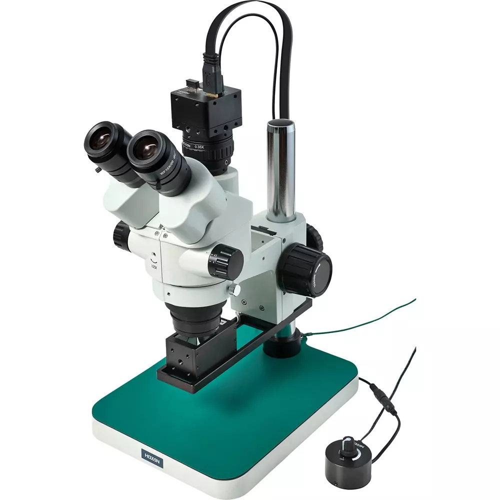 HOZAN Trinocular Stereo Microscope: Φ28.5-4.4 mm View Field, L-KIT1262