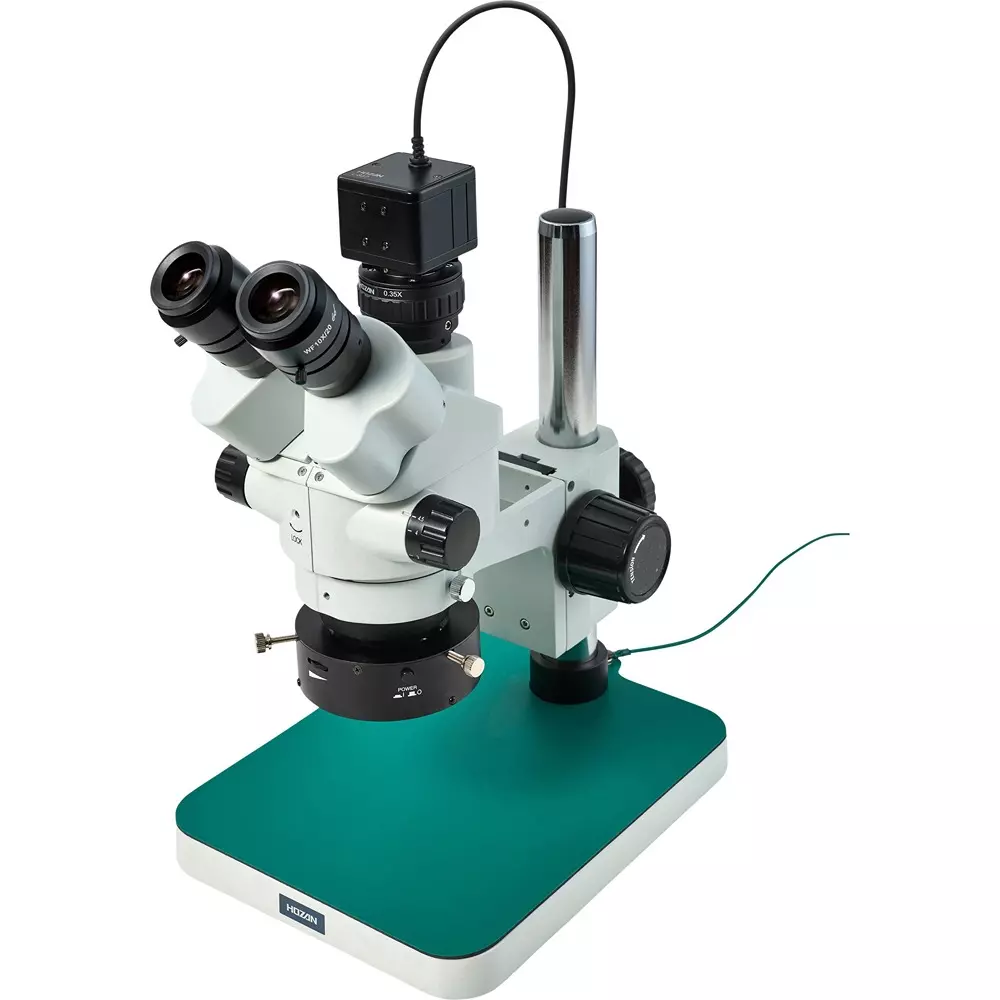 HOZAN Trinocular Stereo Microscope: Φ28.5-4.4 mm View Field, L-KIT1227