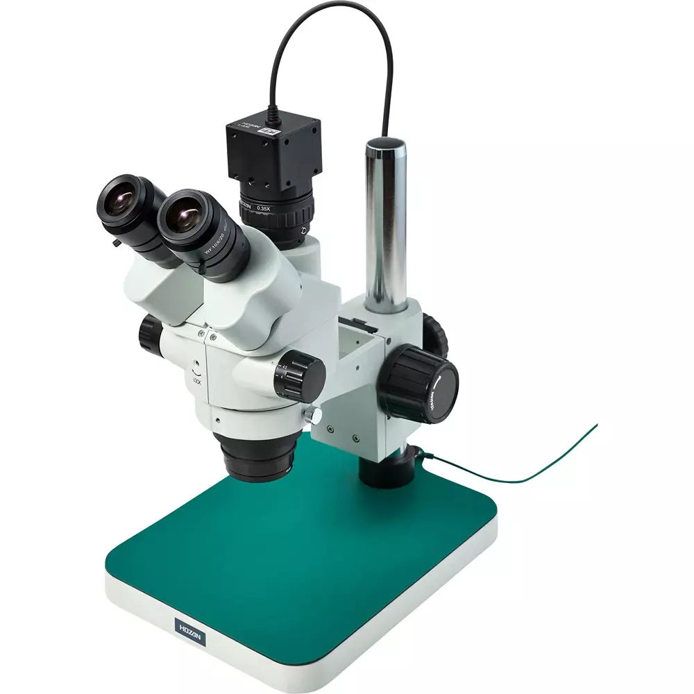 HOZAN Trinocular Stereo Microscope: Φ28.5-4.4 mm View Field, L-KIT1237