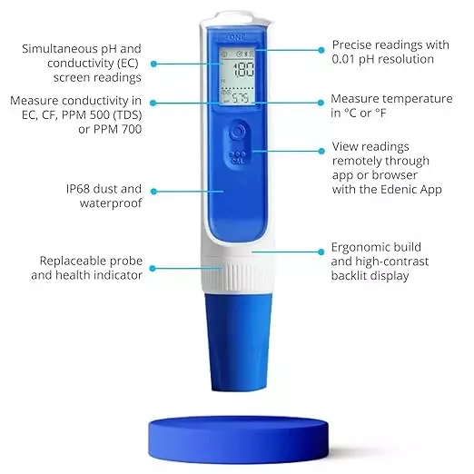 Bysafe OnePen 3-in-1 Temperature, EC/PPM and pH Meter With LCD Display and IP68 Rating, 1T-M4G0-4MI6