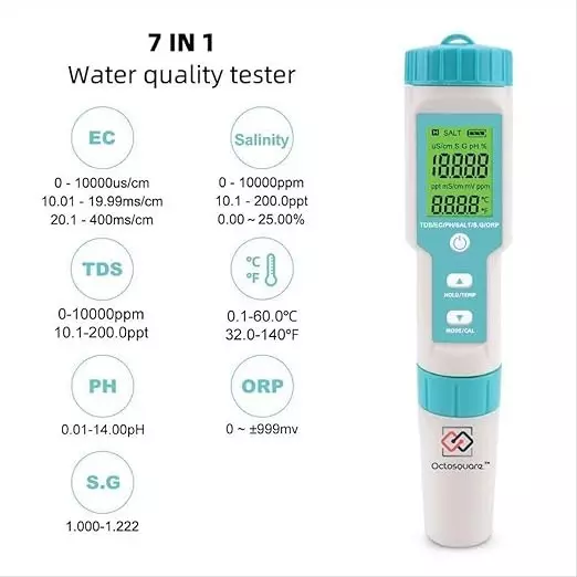 Bysafe 7-in-1 Digital Water Quality Meter with Digital LCD Display and Plastic Body, IZ-06J1-I2FK