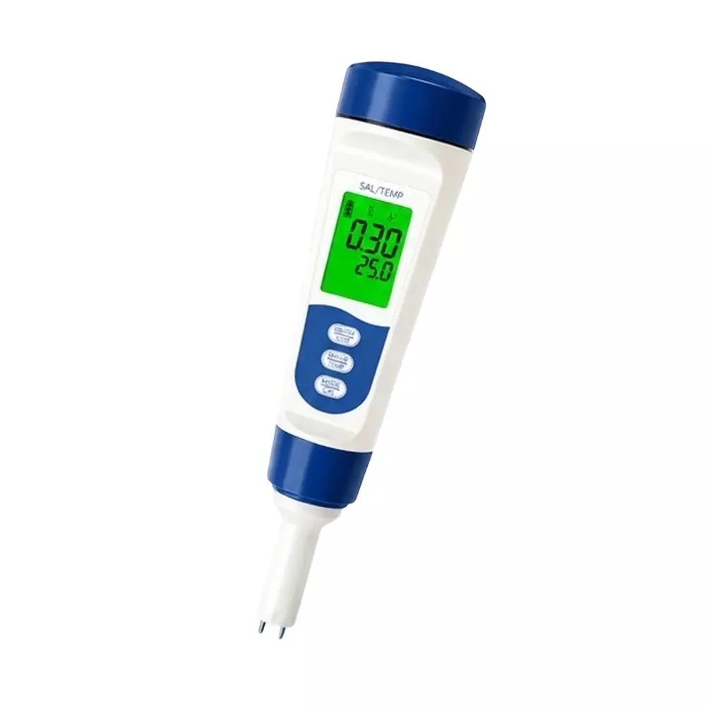 Kerro 2-in-1 Food Salinity & Temperature Meter Titanium Probe, Backlit LCD 0.01 - 10.00% Measuring Range for Hot Soups, Brines & Food Quality Testing, KFS-99