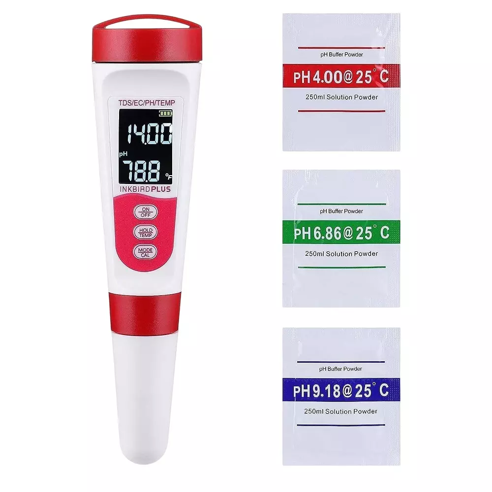 KERRO 4 in 1 pH Meter with 3 Point Calibration for Measuring PH, EC, TDS, Temperature, PH 4 in 1