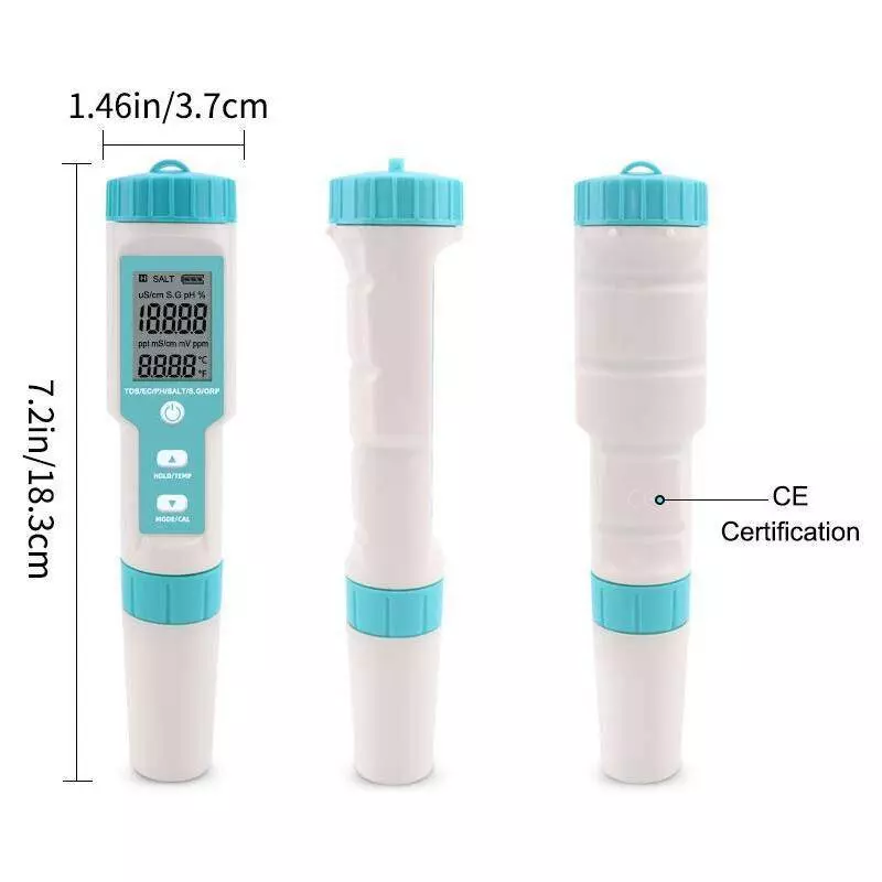 KERRO 7 in 1 Water Quality Tester for Measuring PH, TDS, EC, ORP, Salinity, S.G, Temperature, KSC-600