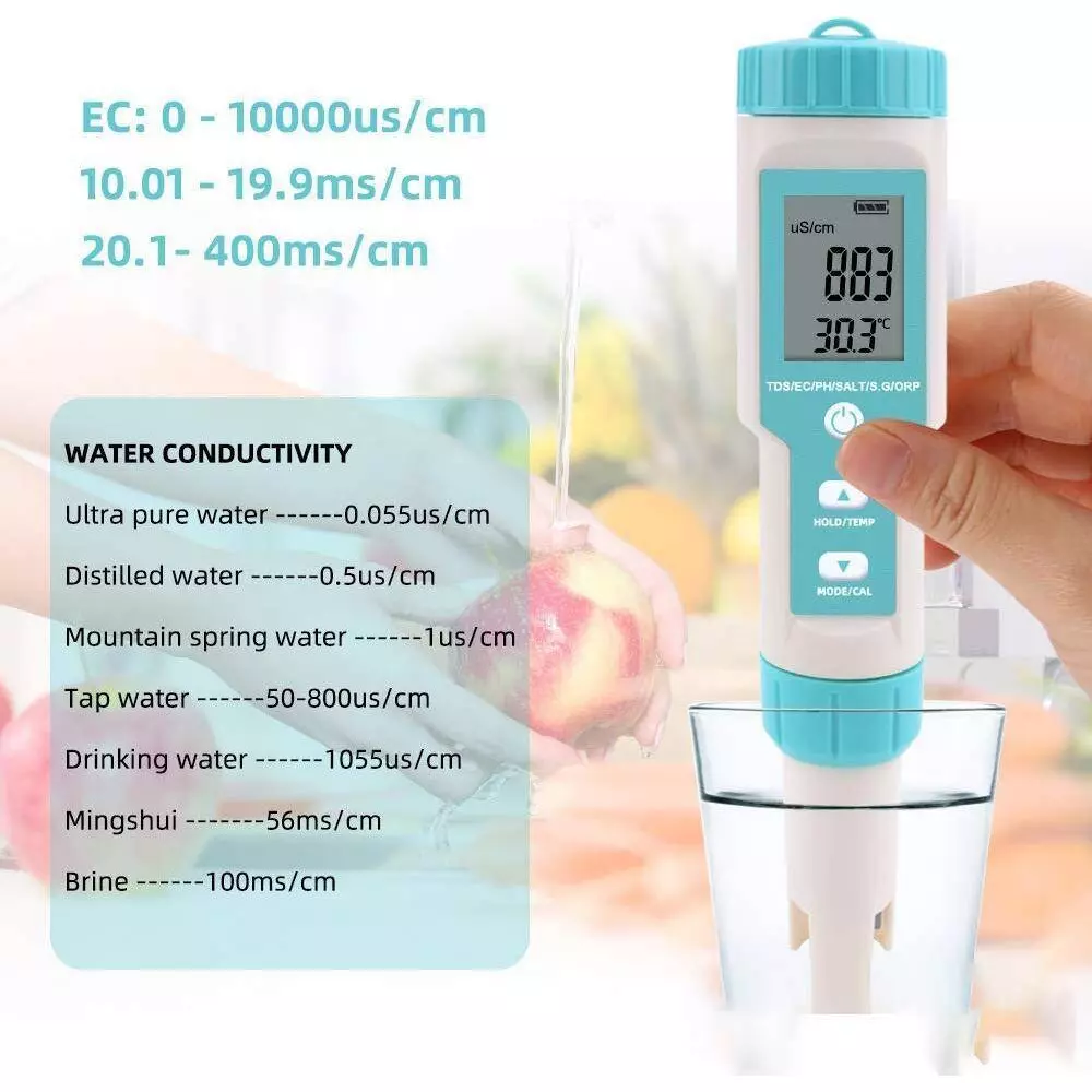 KERRO 7 in 1 Water Quality Tester for Measuring PH, TDS, EC, ORP, Salinity, S.G, Temperature, KSC-600