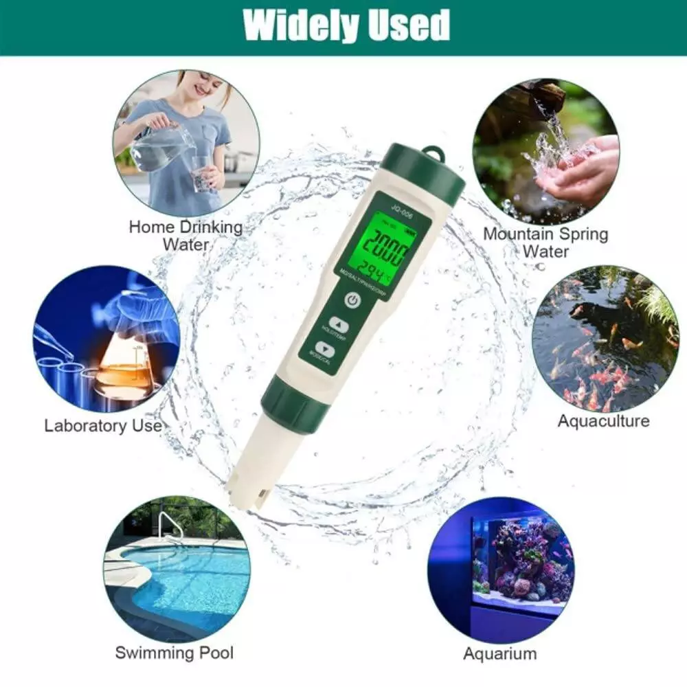 KERRO 10 in 1 Water pH Tester for Measuring PH, TDS, Salt, SG, ORP, EC, Hydrogen, Resistivity, Temp, Nutrient, PH 10 in 1