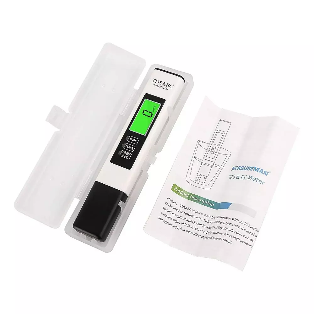 KERRO 3 in 1 TDS, EC and Temperature Meter with 0-9999 Measurement Range for Testing Drinking Water, Aquarium, Swimming Pools, TE-50