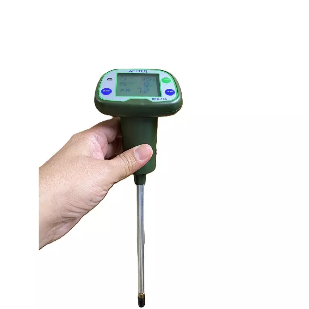 ACETEQ Digital Soil pH Meter 220 mm (8.67 inch) Length Digital Display 4-in-1 Tester for Temperature Green, SPH-108