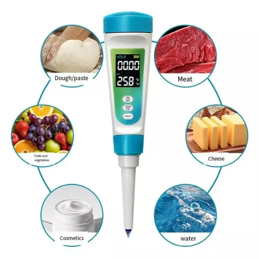 KERRO By MxRady pH Meter 0°C-60°C (32°F-140°F) Measuring Range with LCD Display White & Blue, FPM-01