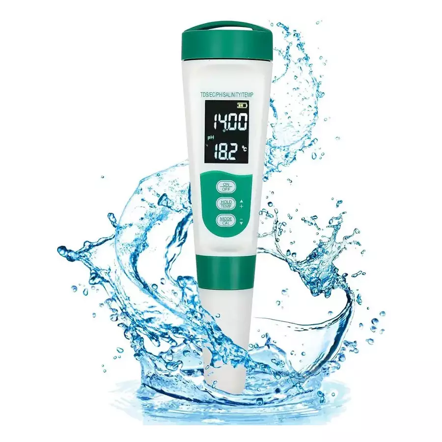 KERRO 5-in-1 PH Meter for PH, TDS, Salinity, Temperature & EC Tester with Rechargeable Battery
