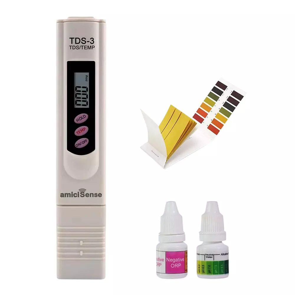 amiciSense Digital TDS Meter Pen 1-9999PPM with Temperature Measurement for Drinking Water, Aquariums