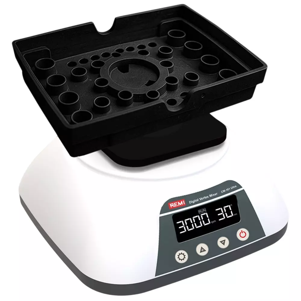 REMI Digital Vortex Mixer With Brushless Motor, LCD Display and 100-3000 rpm Speed for Hybrid Multi Tube Adapter, CM-101 Ultra