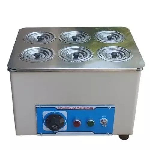 WKM Thermostatic Controlled Water Bath Water Bath Rectangular Double-Wall Leakproof 6-Hole with 4 Rings, ‎WKM_RWB