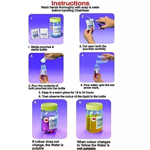 CHEKNSEE Drinking Water Test Kit Nutrient Media Zero Coliforms in 100 ml, CNC10 (Pack of 10)