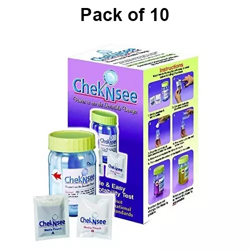 CHEKNSEE Drinking Water Test Kit Nutrient Media Zero Coliforms in 100 ml, CNC10 (Pack of 10)