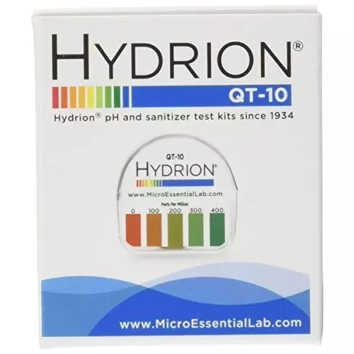 Hydrion Quaternary Ammonium Sanitizer Test Kit 0 - 400 PPM Measurement Range, QT-10