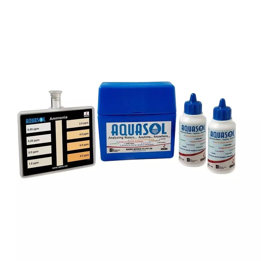 Aquasol Aquaculture Salt Water Ammonia Test Kit 0.25, 0.5, 1.0, 2.0, 4.0, 8.0 PPM as Ammonia Range for Laboratories, AE-337