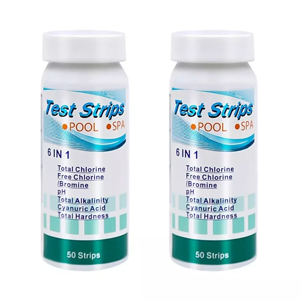 GENERIC 50 Pcs Each Swimming Pool and SPA Water Testing Strips Kit with 5-30 Seconds Response Time for Measuring 7 Parameters, SPA-WTS-1 (Pack of 2 Bottle)