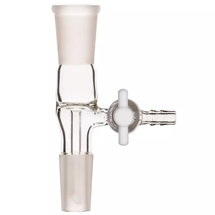 ABGIL Borosilicate Glass Adapter Vacuum Flow-Control with PTFE Stopcock B-14(14/23) Socket Size and B-14(14/23) Cone Size, ABG270
