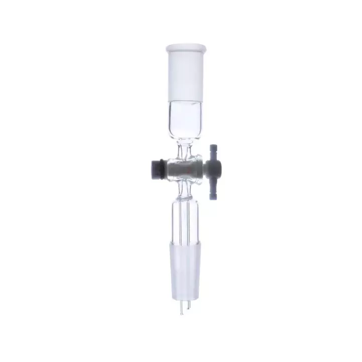 ABGIL Borosilicate Glass Adapter Vacuum Flow-Control Straight with PTFE Stopcock B-45(45/50) Socket Size and B-45(45/50) Cone Size, ABG296