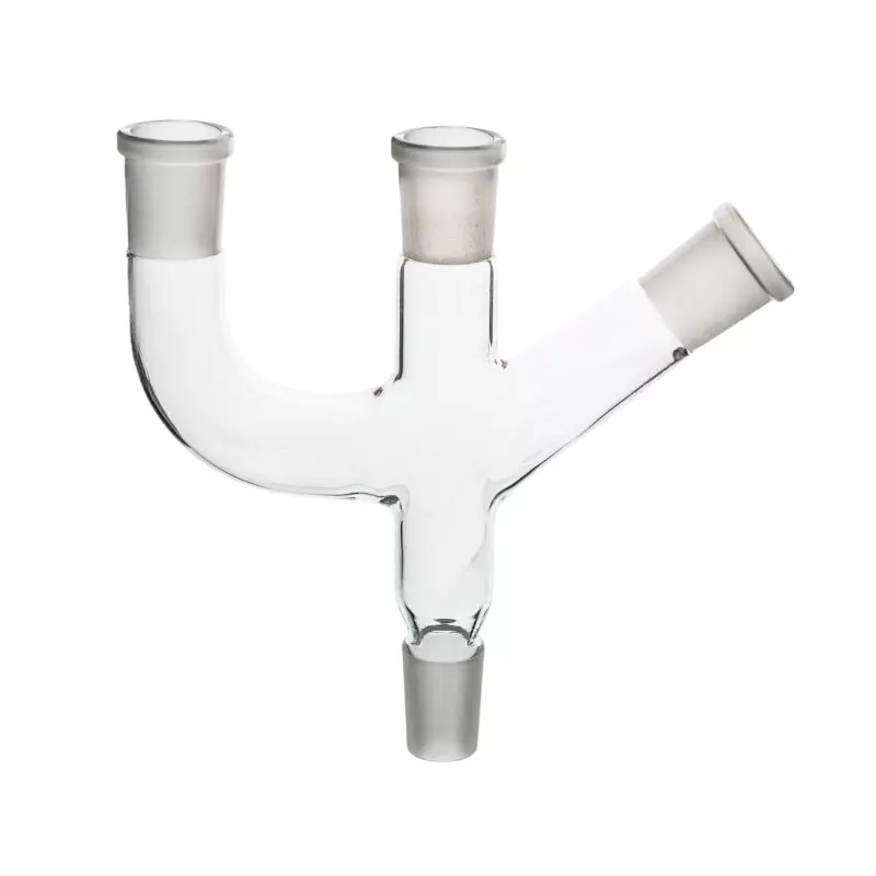 ABGIL Borosilicate Glass Multiple Adapter Three Necks (Two Parallel & One at Angle) B-14(14/23) Socket Size and B-14(14/23) Cone Size, ABG140