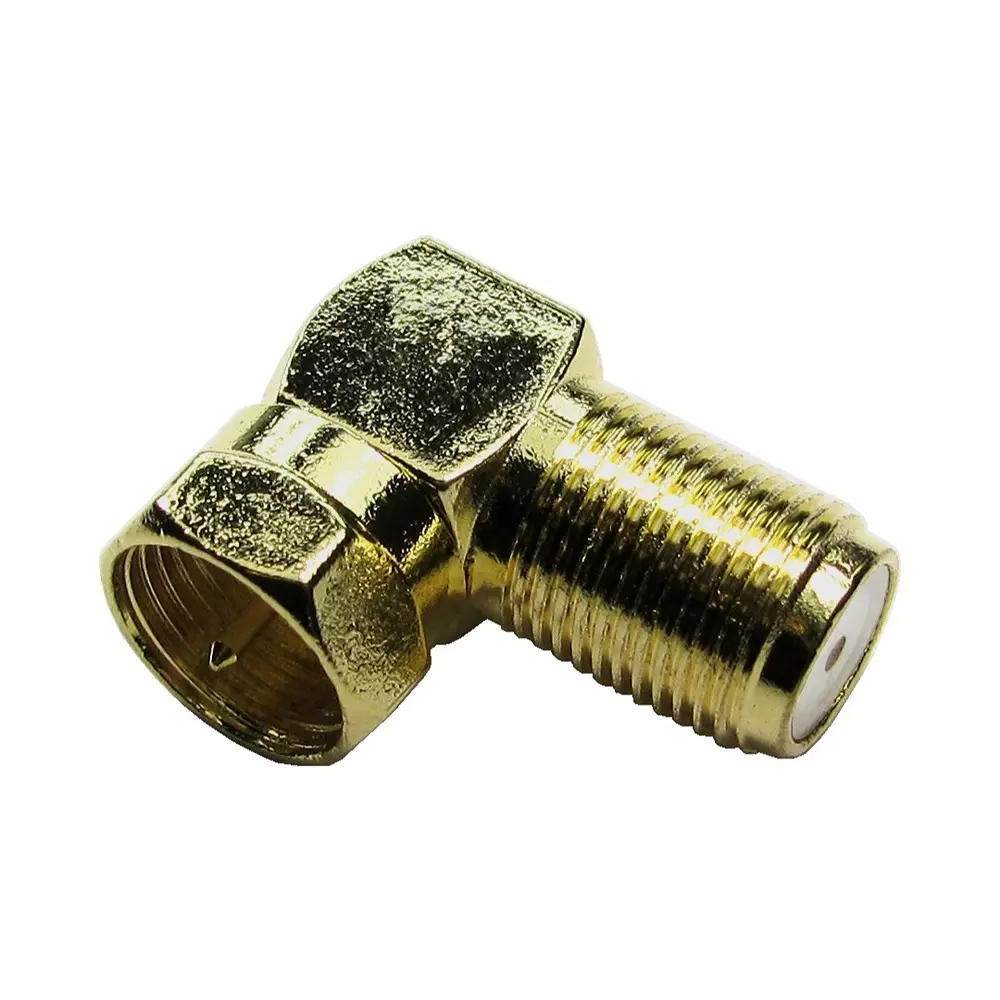 RS PRO Coaxial Adapter 22.2 mm Right Angle Gold F Plug to F Socket Metal Type F, 2662219