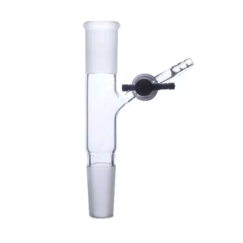 ABGIL Borosilicate Glass Adapter Vacuum Flow-Control with PTFE Stopcock at An Angle B-40(40/45) Socket Size and B-40(40/45) Cone Size, ABG285