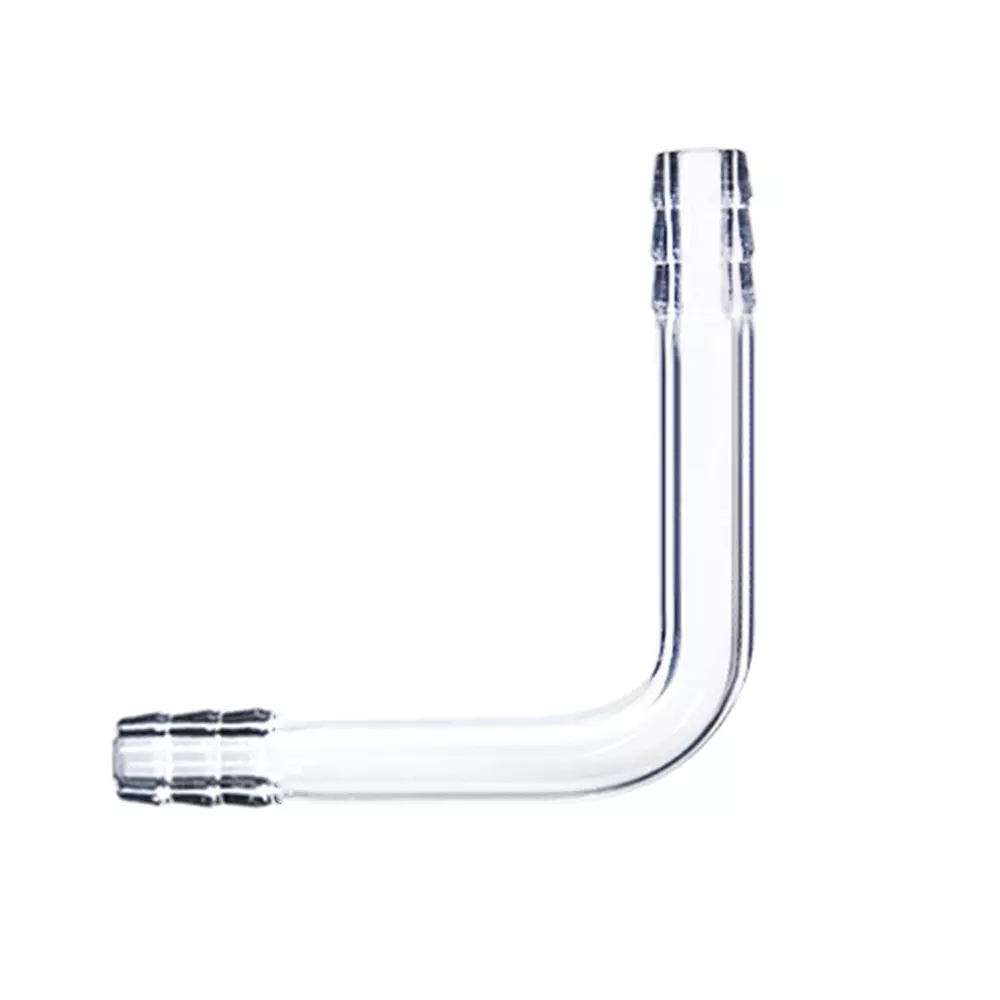 ABGIL Borosilicate Glass L Connector Adapter 10 mm Hose Connection, 200 mm Total Length (100 mm Bend), ABG699