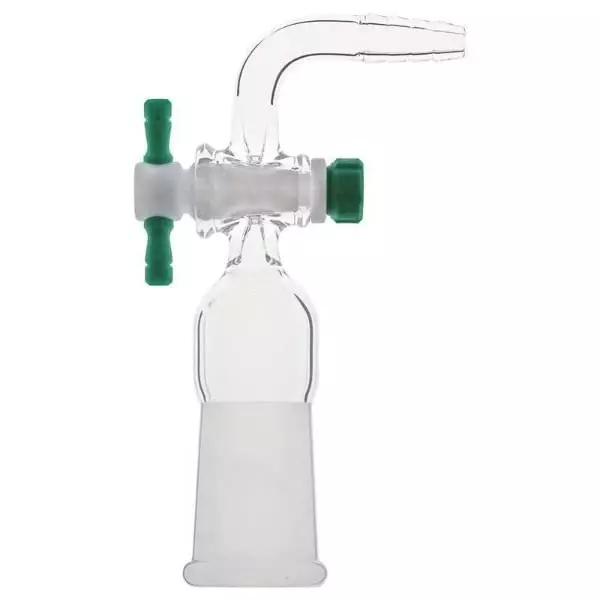 ABGIL Borosilicate Glass Adapter Socket to Rubber Tubing Right Angle Connection with Stopcock B-19(19/26) Socket Size, ABG461