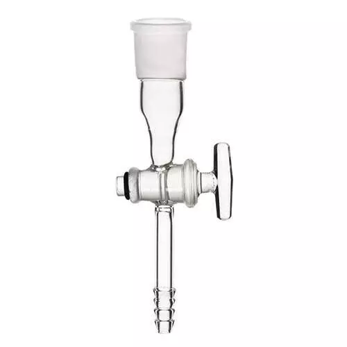 ABGIL Borosilicate Glass Adapter Socket to Rubber Tubing Straight Connection with Stopcock B-45(45/50) Socket Size, ABG456