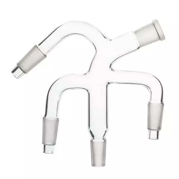 ABGIL Borosilicate Glass Adapter Receiver Bent with Multiple Connections B-50(50/42) Socket Size and B-50(50/42) Cone Size, ABG647