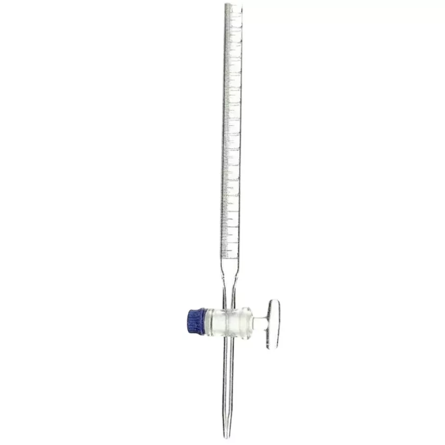 NSAW Burettes 5 ml Capacity Glass Bore 3.3 Material White 0.02 ml Graduation Highly Resistant To Chemical Attack with Glass Key, 1/1 Cat No