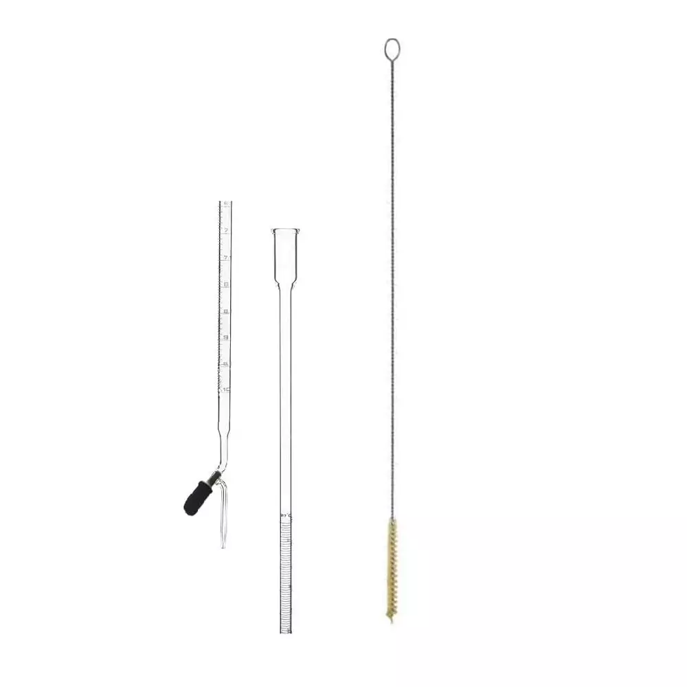 ABGIL Borosilicate Glass Micro Burette Single Bore with Cleaning Brush & Teflon Key (Rota Flow) 5 ml Capacity, ABG1043